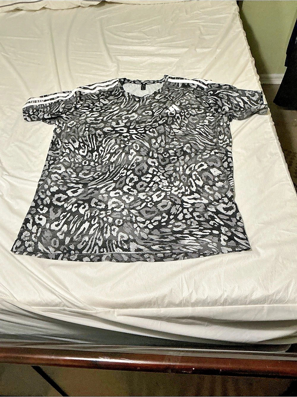 Adidas ADI365 Running Animal Print Iconic T-Shirt in Black & Gray